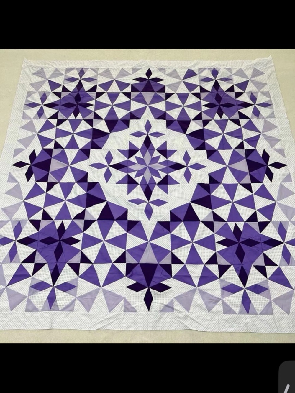 Purple Rainbow Alaska 100%Cotton Queen size Patchwork Quilt Top/Topper